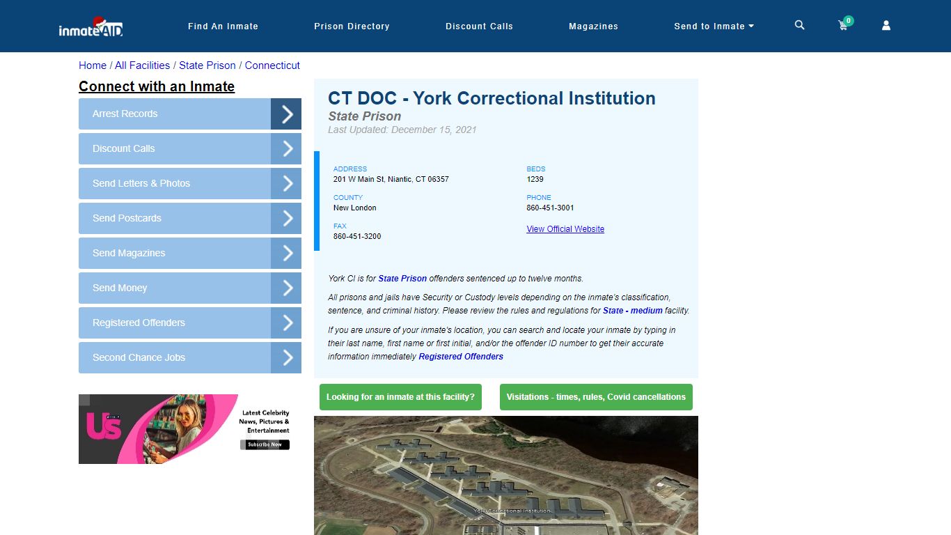 CT DOC - York Correctional Institution & Inmate Search | Visitation ...